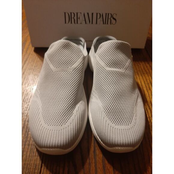 New Size 11 Dream Pairs Grey Mules Slip On Sneakers Knit Flats Walking Shoes - Picture 8 of 11